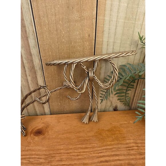 Gold-Toned Twisted Metal Wall Hooks & Shelf Set With Bow Design - Picture 5 of 8